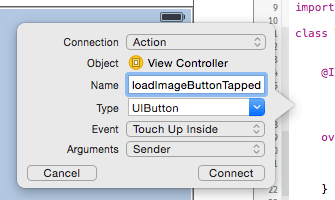 This button will load the UIImagePickerController.